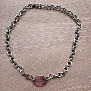 Tiffany & Co. Return to Tiffany Oval Tag Choker Silver Necklace